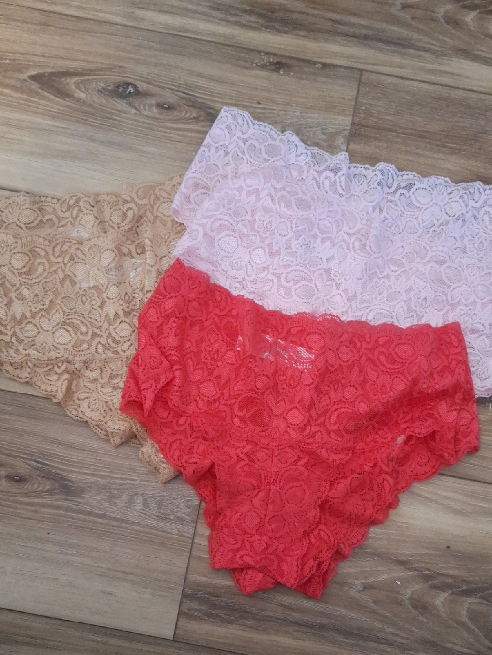 Quince Stretch Lace Thong (6-pack) Clay/Pale Pink/Ruby S NEW